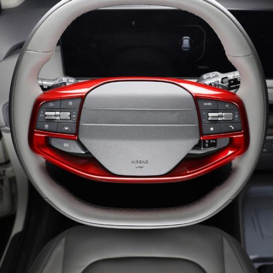 Carbon Fiber Tuning Steering Wheel Frame Button Cover Trim For KIA EV4 2025-2026 красный