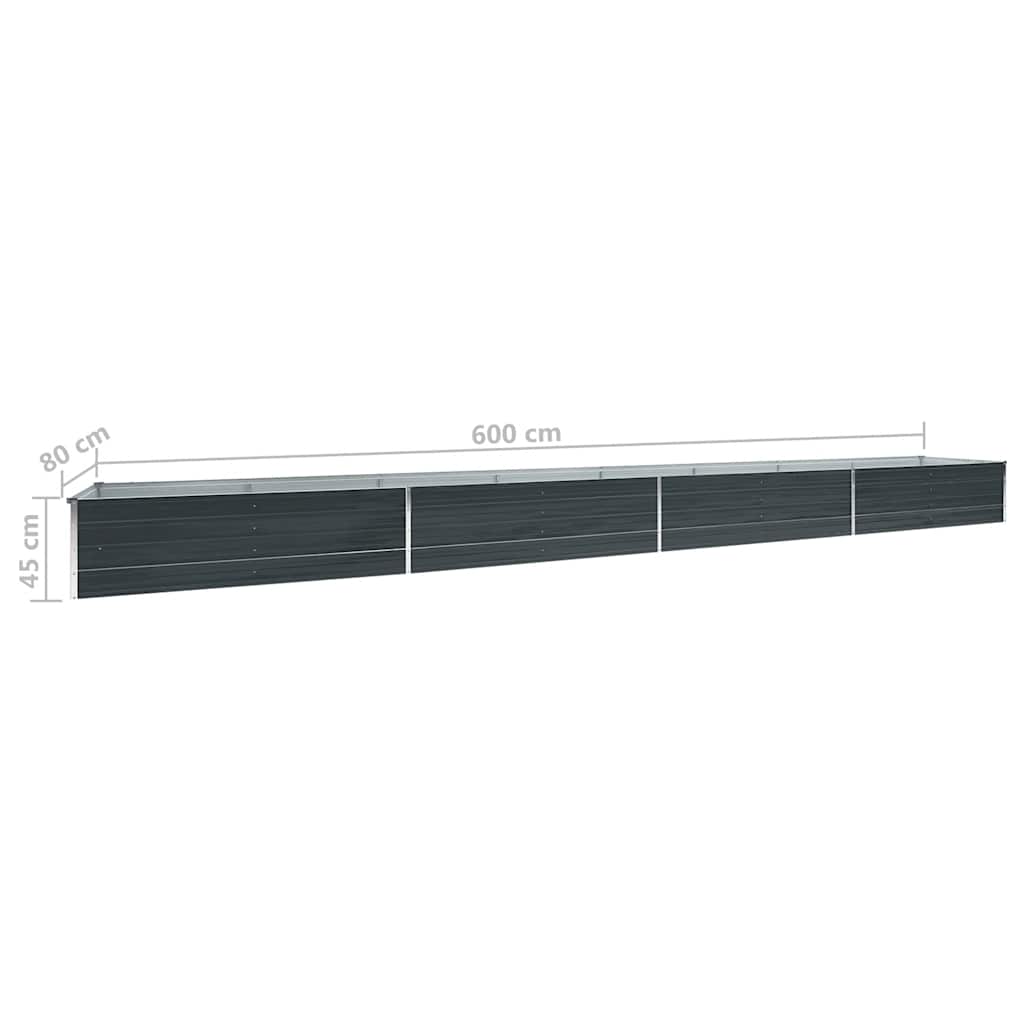 Garden Raised Bed Galvanized Steel 600 X 80 X 45 Cm Anthracite Grey