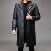 Leather coat with velvet and thickening for middle-aged men with removable inner liner, long fur all-in-one genuine leather fur coat
