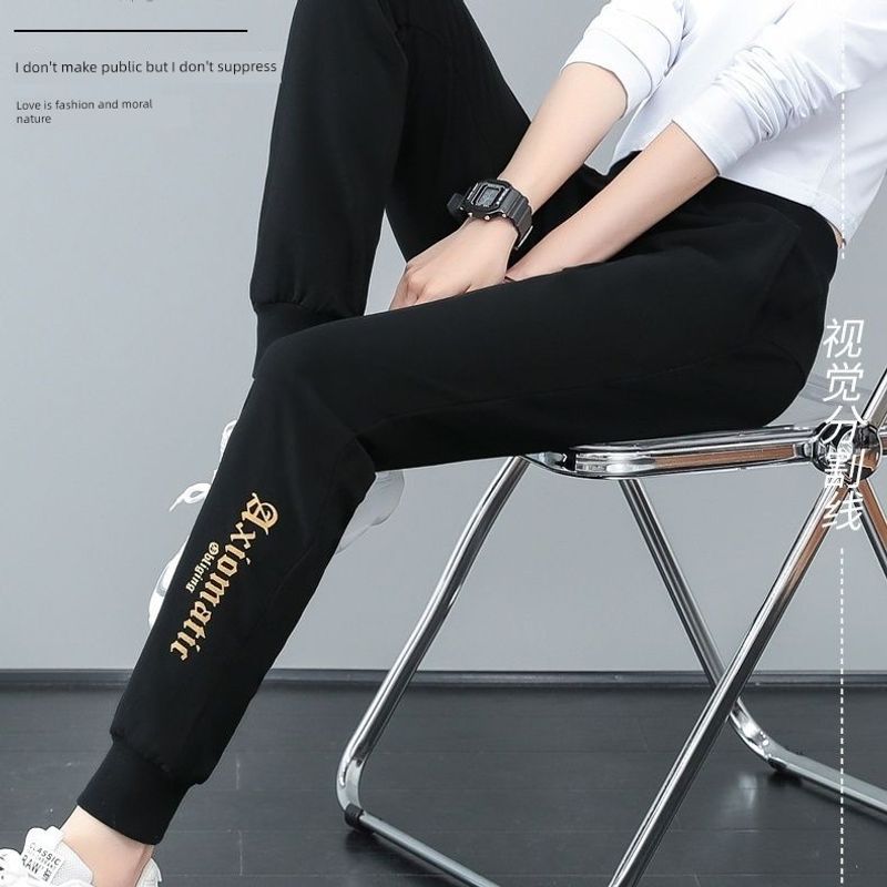 

Pure Cotton Two Horizontal Strips Loose Spring and Autumn Student Track Pants Black Jit (spring and autumn) M