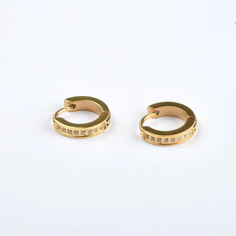 European & American Cold Style CNC 8-Stone Zircon Ear Cuffs: Elegant Stainless Steel Women's Earrings
