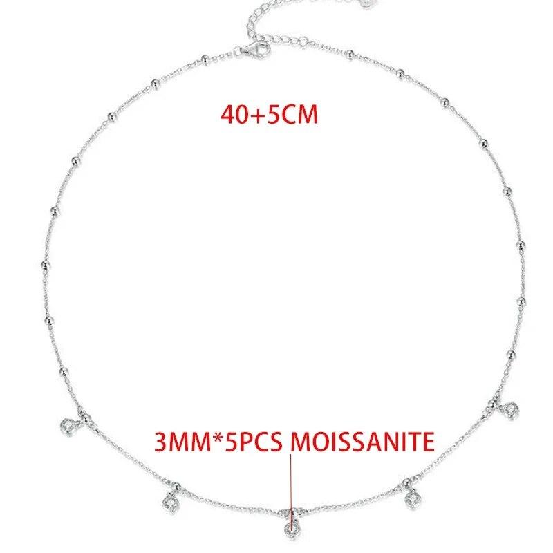 

Необычное 3 мм безупречное ожерелье из муассанита круглой огранки для женщин, простой кулон из стерлингового серебра 925 пробы с драгоценным камнем, свадебные украшения