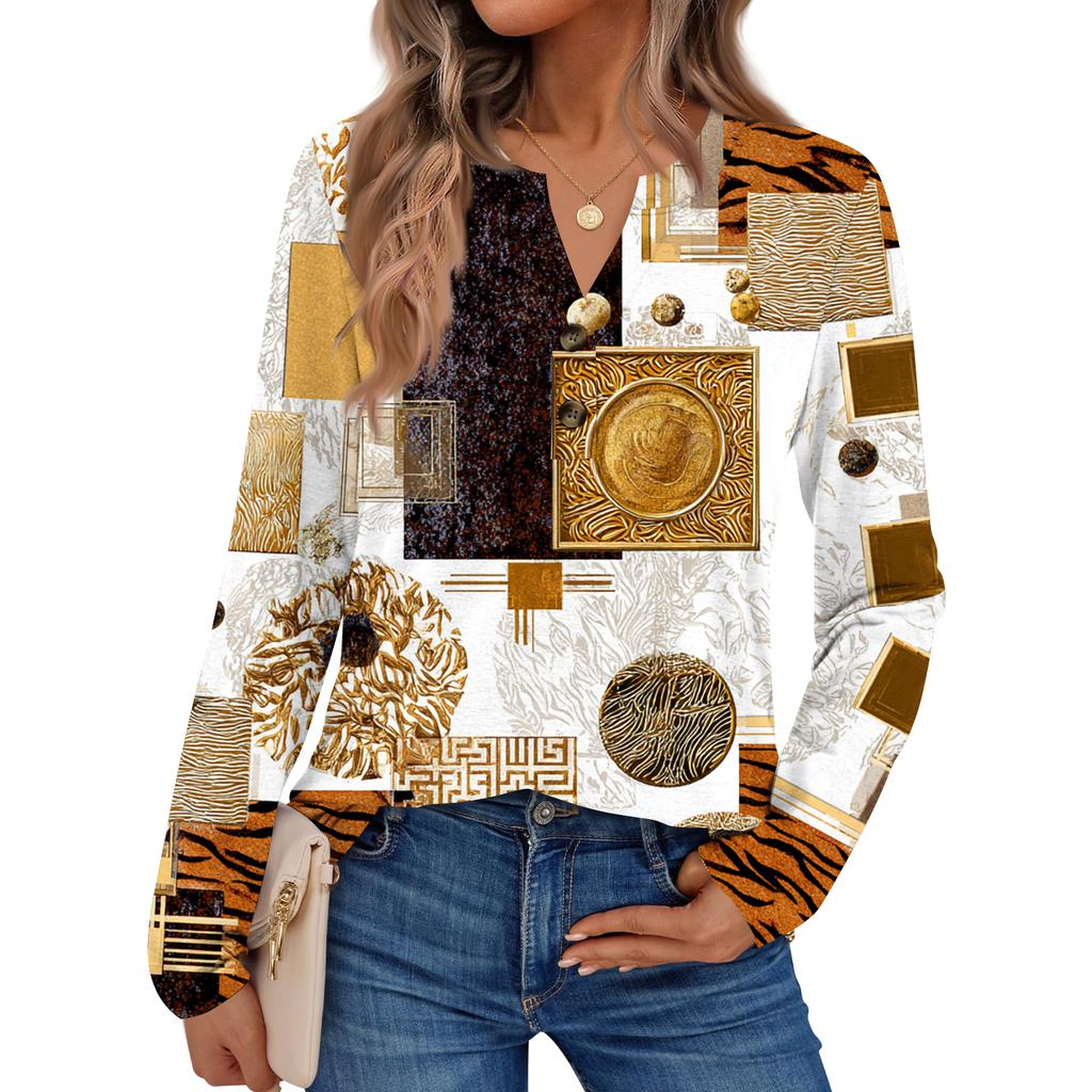 Women's Floral Print Long Sleeve  Shirt Elegant Casual Tops Trendy Shirt Tops