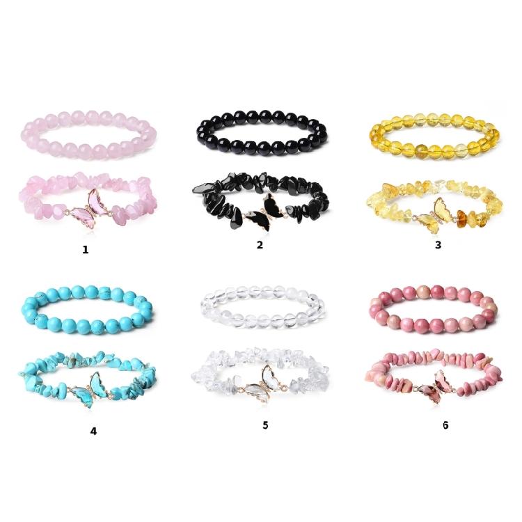 Conjunto de Pulseiras de Cristal Borboleta Moderno Pulseira de Pulso Borboleta com Contas de Cristal Chique Joia Versátil para Festas e Encontros