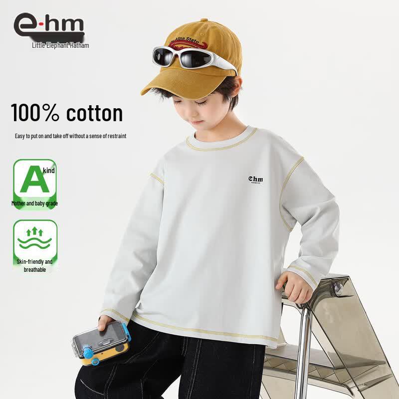 Little Elephant Ham Boys' Pure Cotton Long Sleeve T-Shirt
