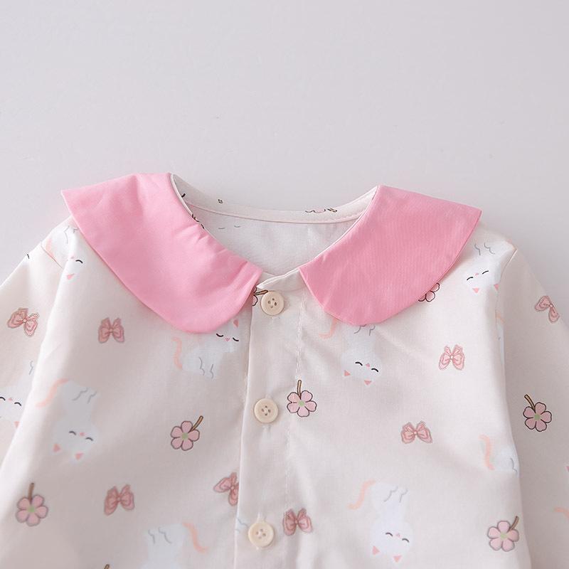 Infant Girls' Floral Cat Lapel Two-Piece Set - Long Sleeve Top & Casual Pants, Spring/Fall 2026
