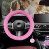 10 Pieces Fluffy Steering Wheel Covers Set,YSLSLOO Furry Steering Wheel Cover for Women Fashion Steering Wheel Cover Soft Steering Wheel Protector