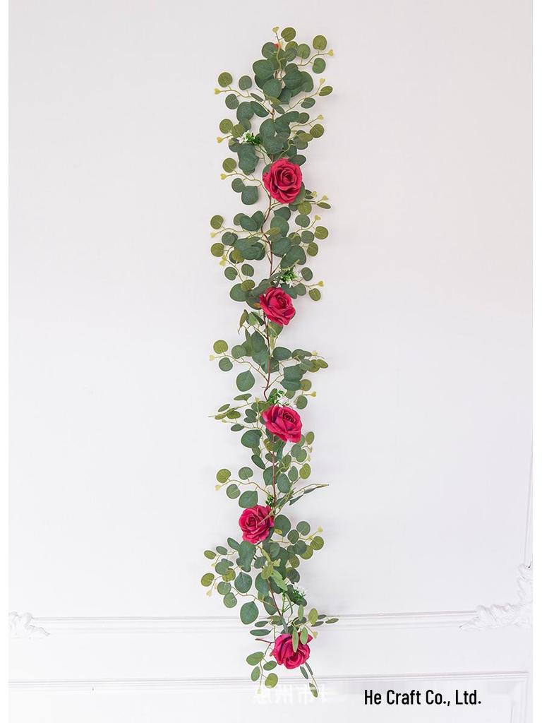Artificial Eucalyptus Leaf and Rose Vine Home Decoration 