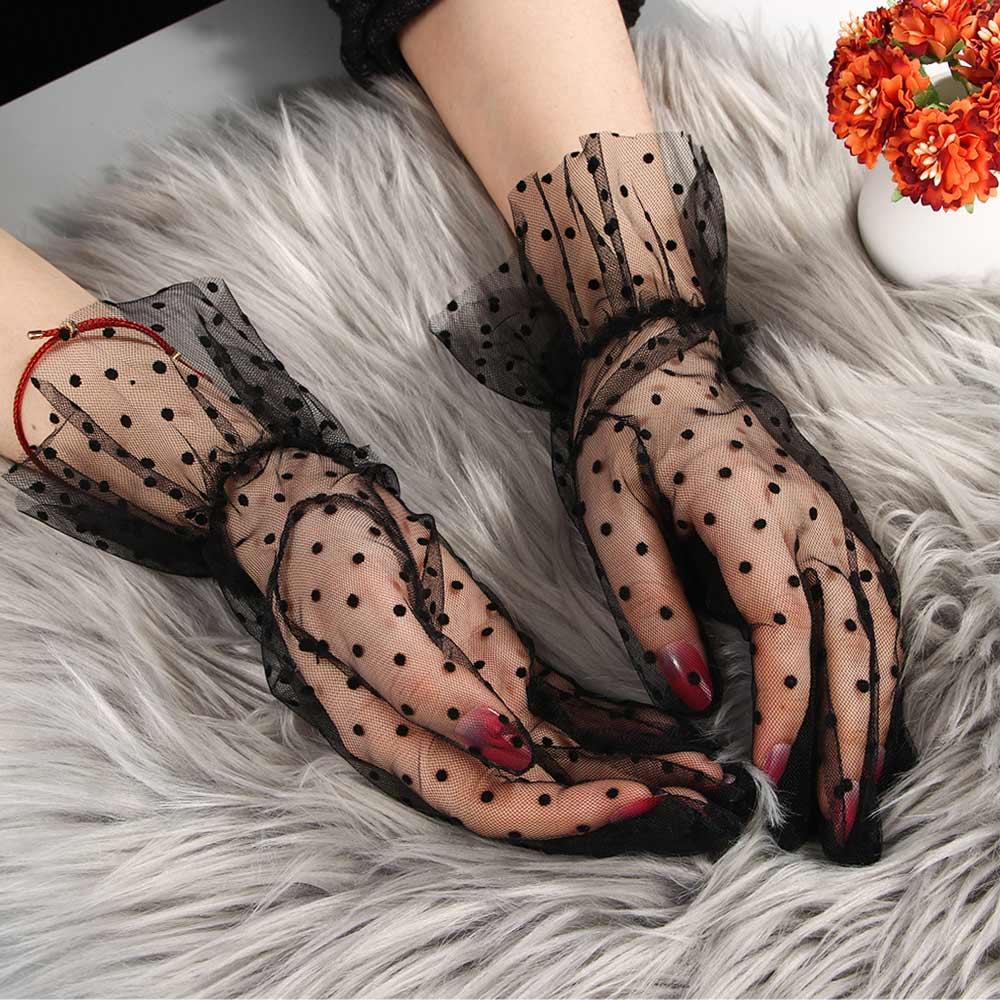 1 Pair Stretchy Flexible Accessories Sunscreen Falbala Spots Tulle Gloves Spots Gloves Lace Mittens