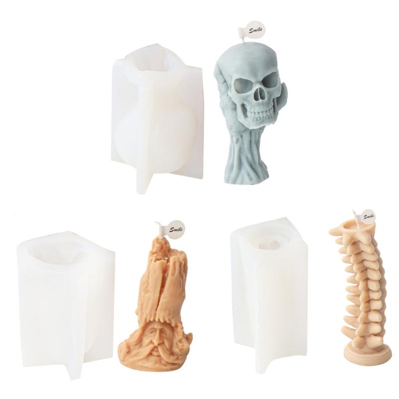 Halloween Skull Silicone Molds Epoxy Resin Mold DIY Scented Candle Mold Table Ornament Making Tool for Making Crafts