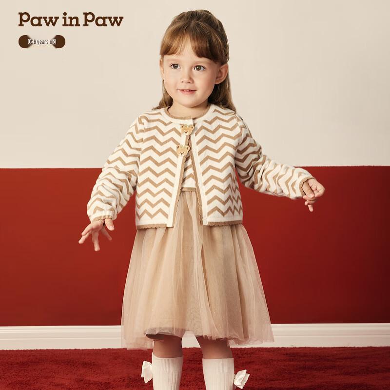PawinPaw 2025 Winter Christmas Cartoon Bear Girl s Dress Set 100