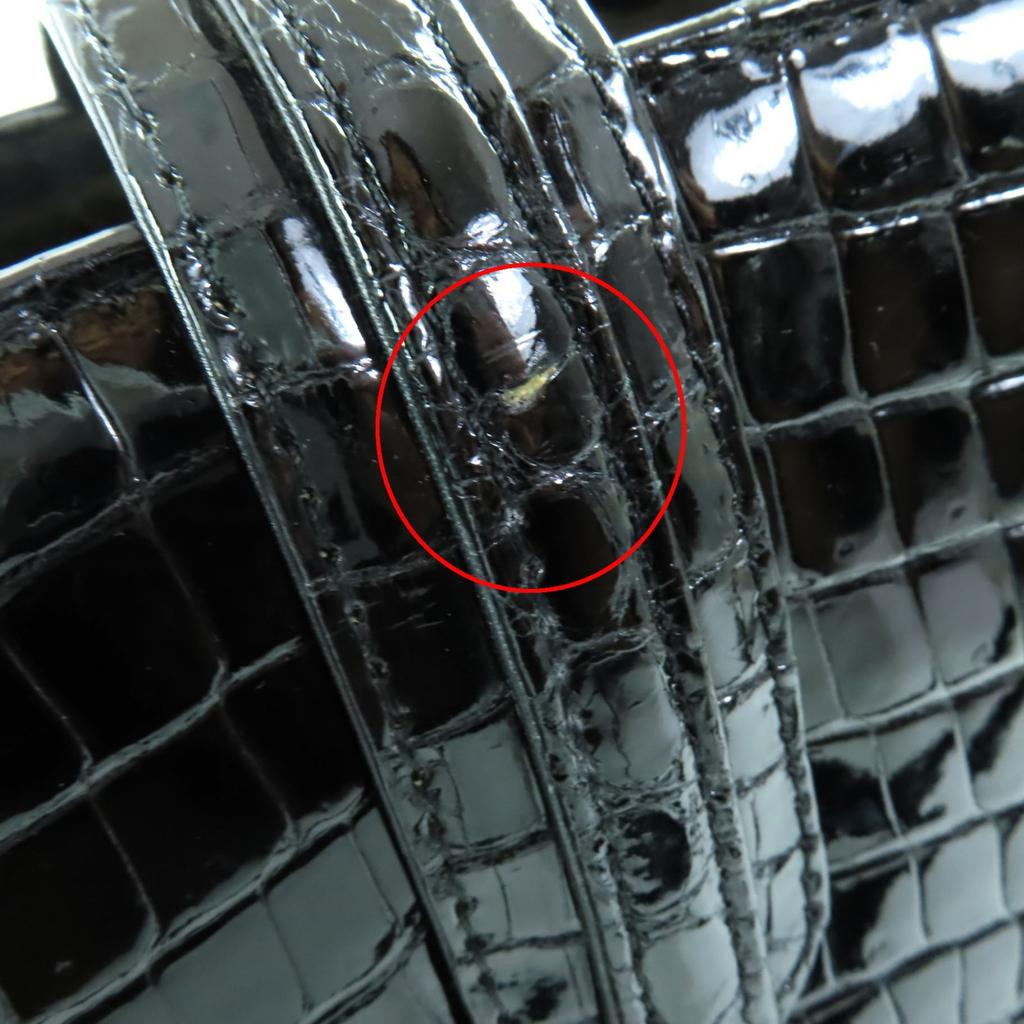 Tolle YAMAGUCHI Handtasche schwarz Krokodil Damen Gebraucht