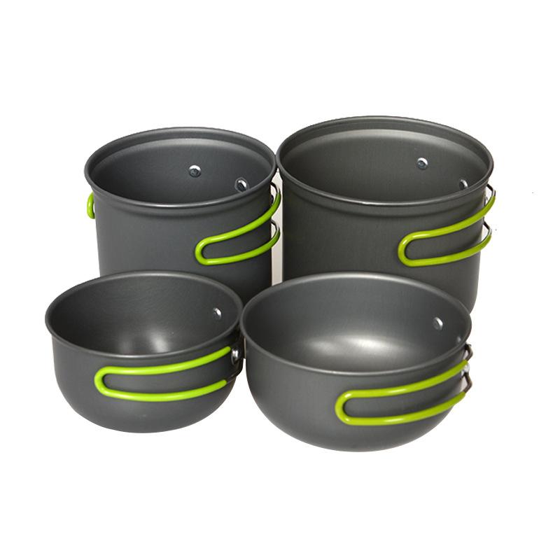 Outdoor Aluminum Alloy Cookware Set DS-201 Camping Pot Set Portable for 23 People 4-Piece Cookware Kit Direct Supply