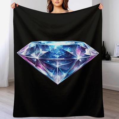 1PC Diamond Pattern Throw Thin Blanket Gifts for Couch Bed Car Home Camping For Peace Fresh and Elegant Flowers All Season Use