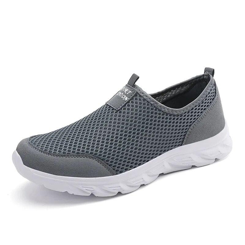 Men Shoes Summer Breathable Mesh Soft Lightweight Walking Casual Travel Shoes Male Loafers Slip-On Sneakers Big Size 39-46