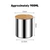 304 Stainless Steel Sealed Jar,Candy Jar,Grain Coffee Beans Storage Jar,Kitchen Snack Food Jar,Bamboo Wood Lid Sealed Tank