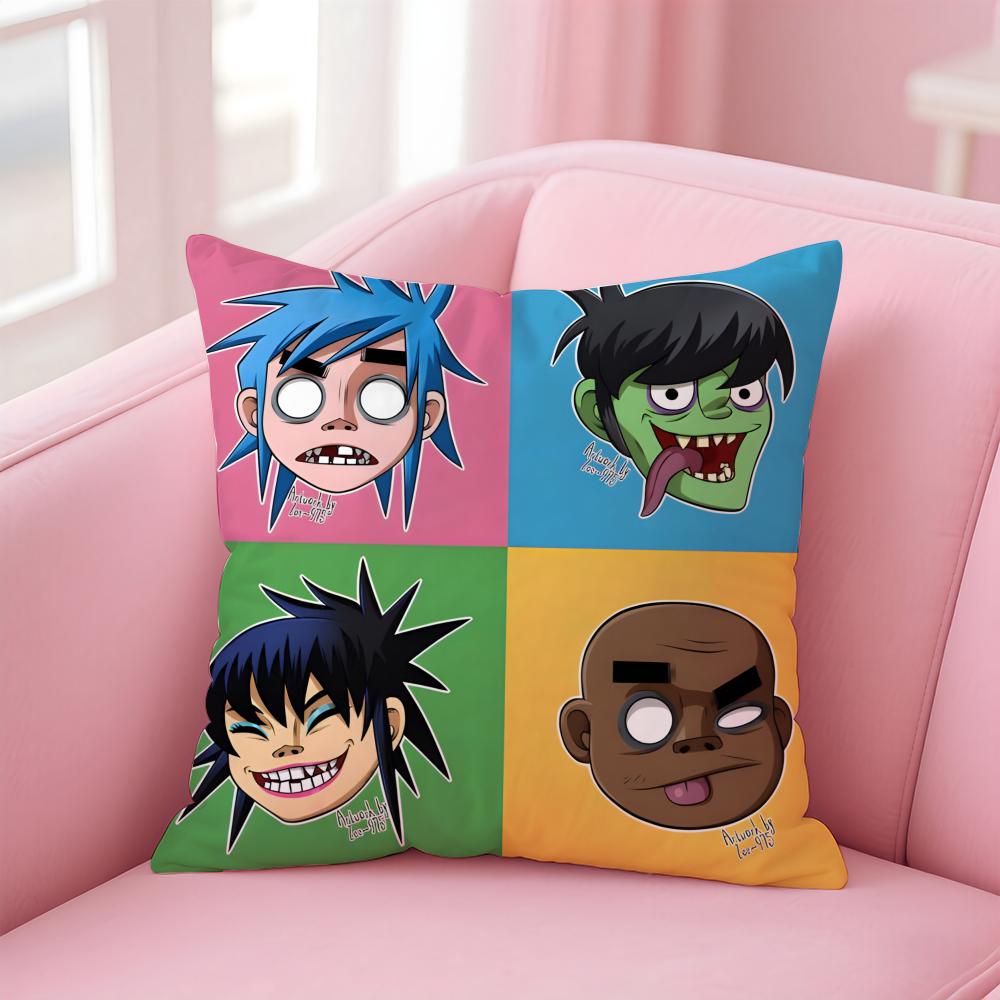 Classic Virtual British Band GGorillaz Cushion Cover Pillow Case Soft Skin Friendly Fabric Concealed Zipper