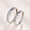 2PCS 925 Sterling Silver Ring Adjustable Open Couple Engagement Rings for Women Men Wedding Ring Party Fashion Jewelry Gift