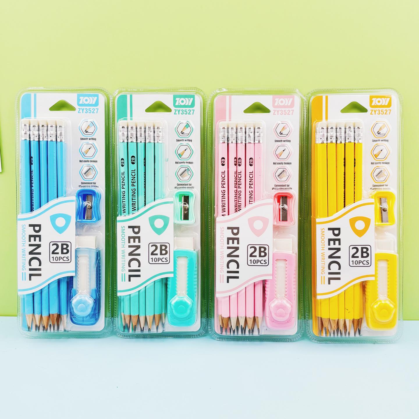 Triangular Grip 2B Pencil Set for Students: Ergonomic Writing Solution Random Color 2B