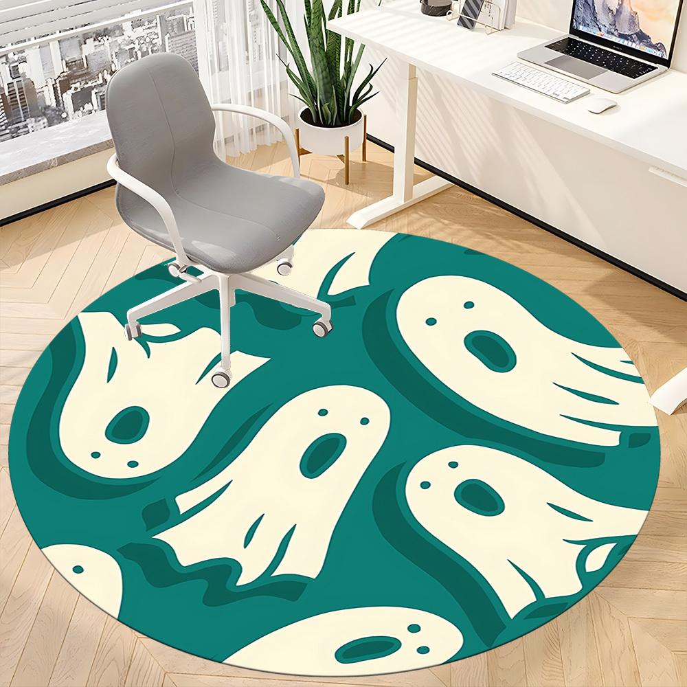 1pc Ghostly Spirits Office Round Area Rug,  Mat Suitable For Office, Under Office Chairs Bedroom Living Room Home Decor, Room Deco