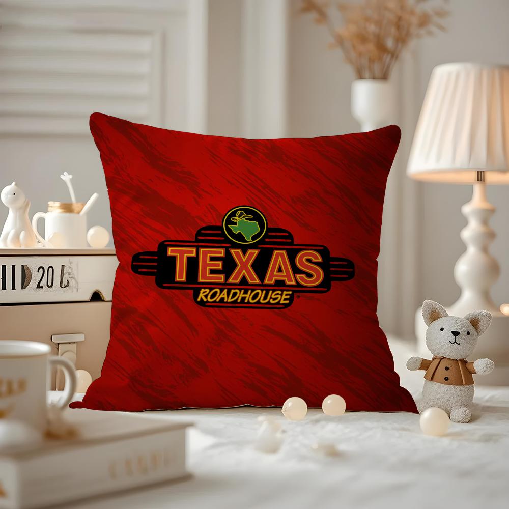 

Texas Roadhouse Cushion Cover Anti-dustmite Pillowcase Invisible Zipper Silky Short Plush Sofa Cushion Cover 12x12Inch