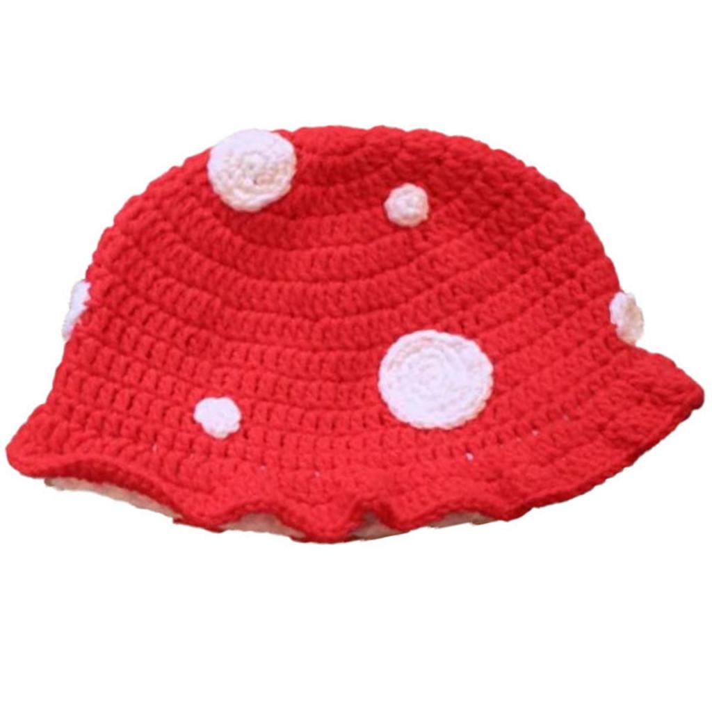 Unique Crocheted Hat Funny Mushroom Crocheted Hat Large Cap for Women Men Picture Props Cap Halloween Party