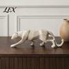 Stable Desk Art Piece 3D Geometric Cheetah Ornament, Durable PLA Modern Minimalist Sculpture, Artistic Animal Figurine Stone Texture Statue, for Home