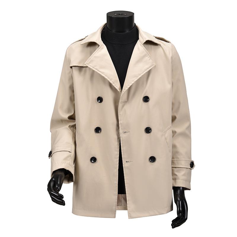 European Size Trench Coat Men's Slim Fit Loose Lapel Collar Double Breasted Quality Coat