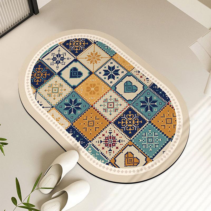 

U-образный коврик для унитаза, противоскользящий коврик для раковины, диатомитовый коврик, впитывающий грязь, французский старинный коврик для ног, ковер для ванной комнаты 40*60CM