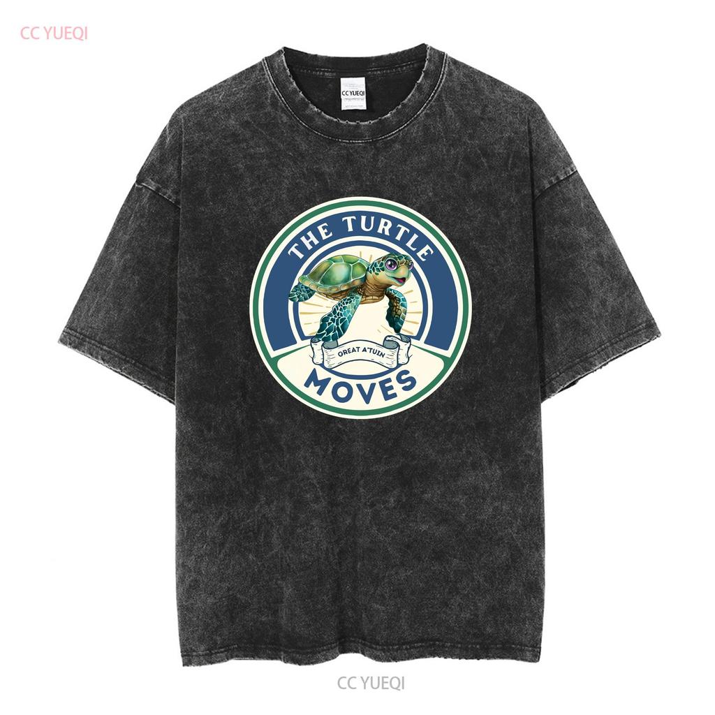 The Turtle Moves Discworld Inspired T Shirt with Terry Pratchett Fan Fantasy Novel Long or Short Sleeves Vintage Washed