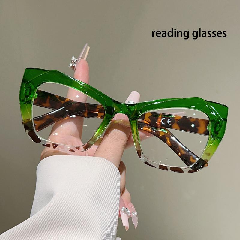 

Big-frame Reading Eyewear Women Fashion Patchwork Rim Blue Light Blocking Optical Glass frames Modern Latest in Presbyopic Eyewear 3.5