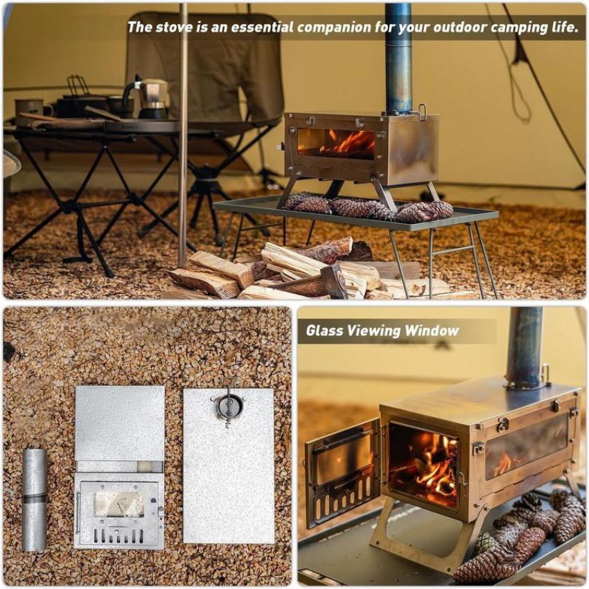 Folding Tent Stove Wood Burning Stove Convenient Storage Easy To Installation Rapid Heating Strong Heat-resistant Burner