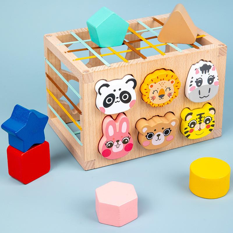Animal Shape Wooden Color Blocks For Kids Diy Assembly Educational Cognitive For