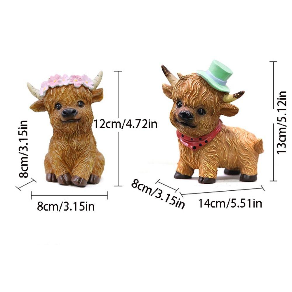 Cute Cow Statue Cartoon Miniatures Figurine Crafts Animal Sculpture  Cabinet
