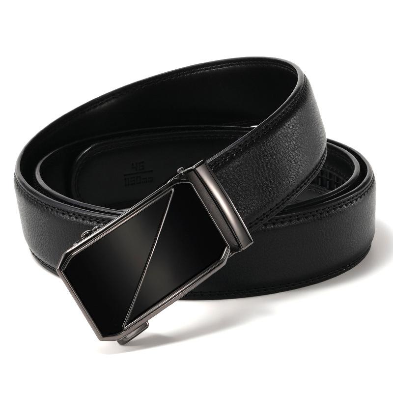 Belt Men's Alloy New Automatic Buckle Cowhide Pants Belt Business Casual Trend Middle Aged and Young Belt Men