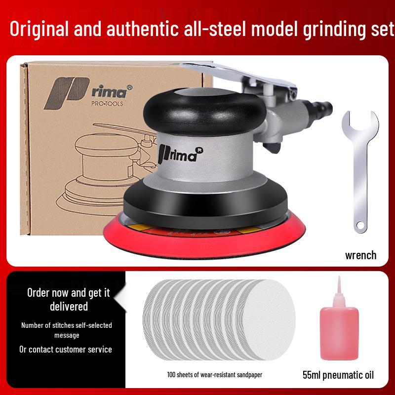 Taiwan Industrial-Grade Pneumatic Grinder with Dust Extraction and Round Sandpaper.