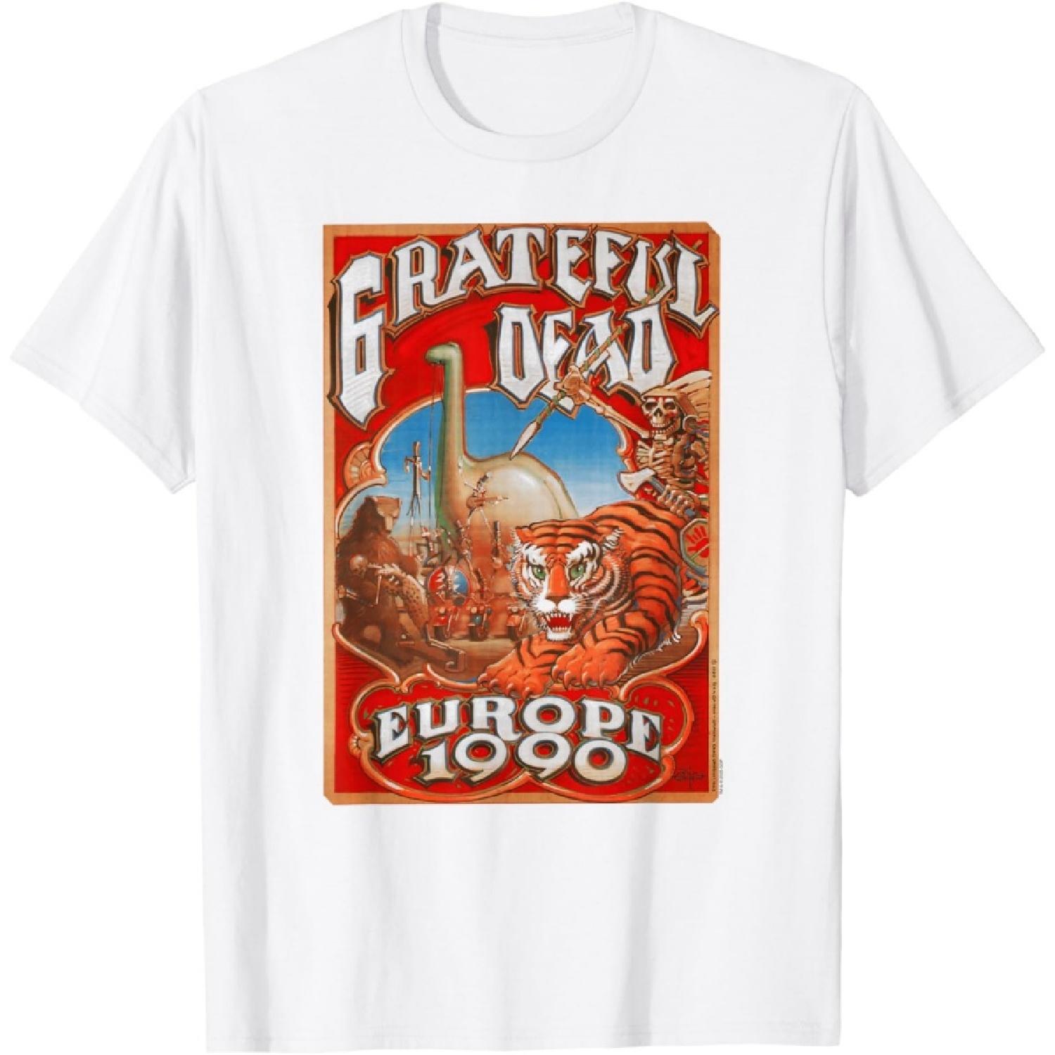 

Grateful Dead Europe 1990 Poster Vintage Band T-Shirt XXXXXL білий