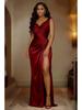 Elegante Avondjurk met één schouder en split - Slim Fit, Effen Kleur, Zomer Mode voor Dames