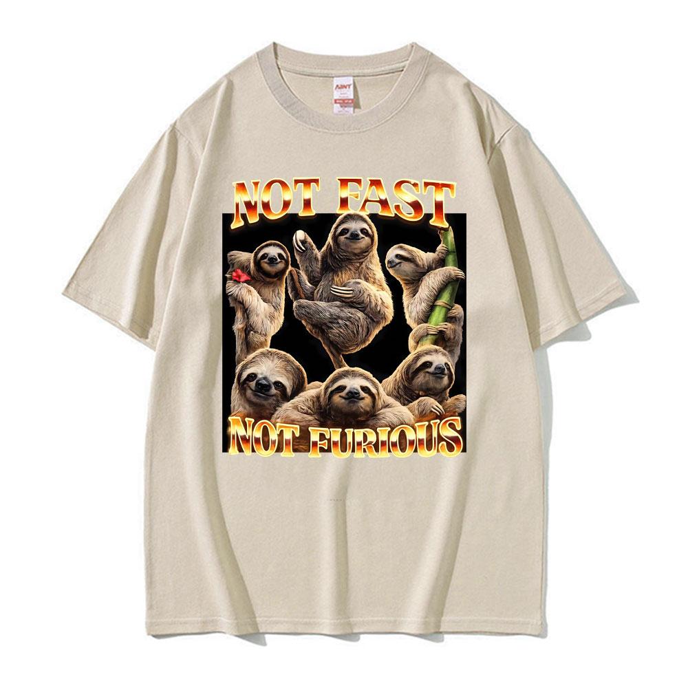 

Funny Sloth Not Fast Not Furious Meme Graphic T Shirts Unisex Women Humor Vintage T Shirt Short Sleeve Oversized Tshirt Streetwear 4XL