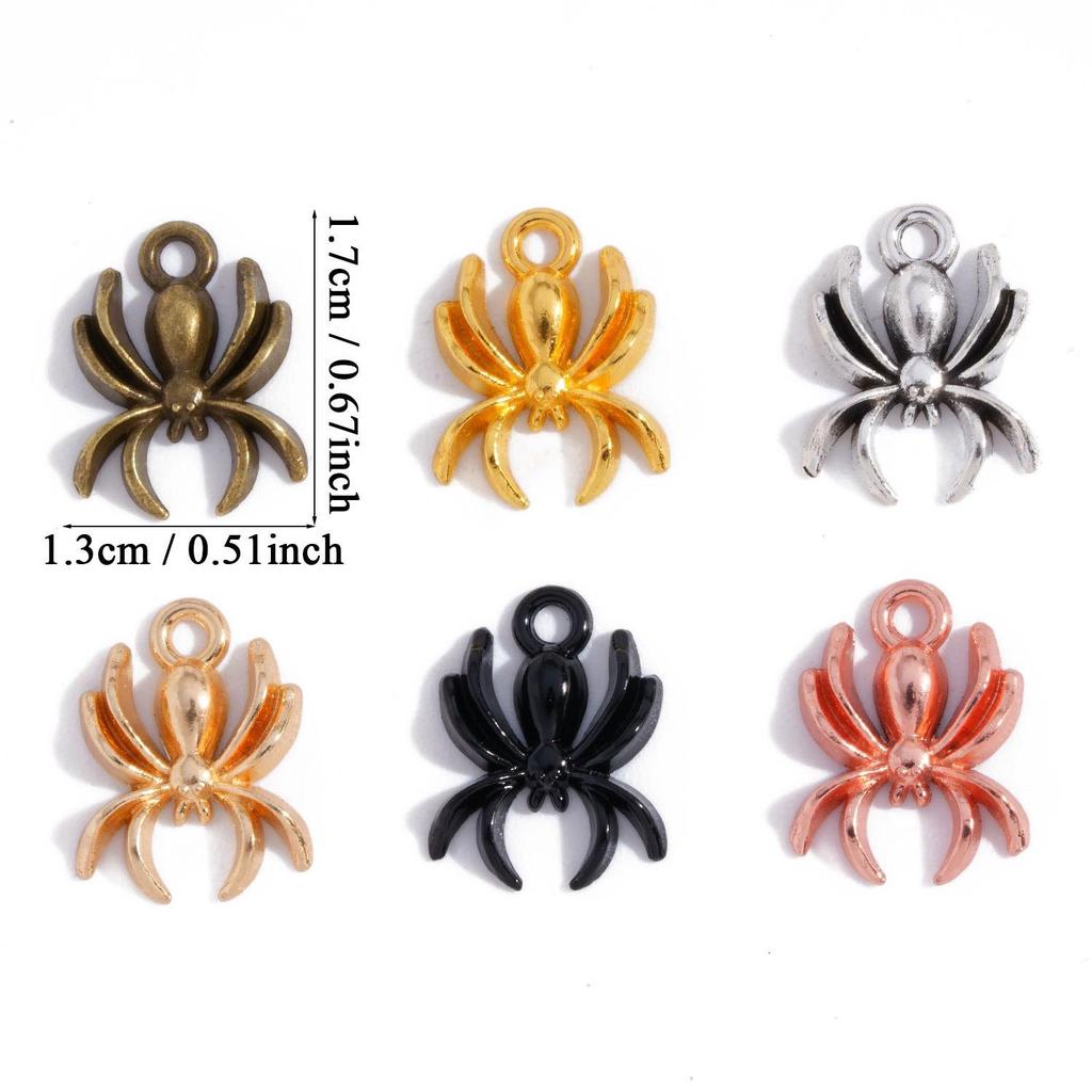 Multi-Color Halloween Spider Pendant - Retro Alloy Jewelry Necklace & Earring Accessory