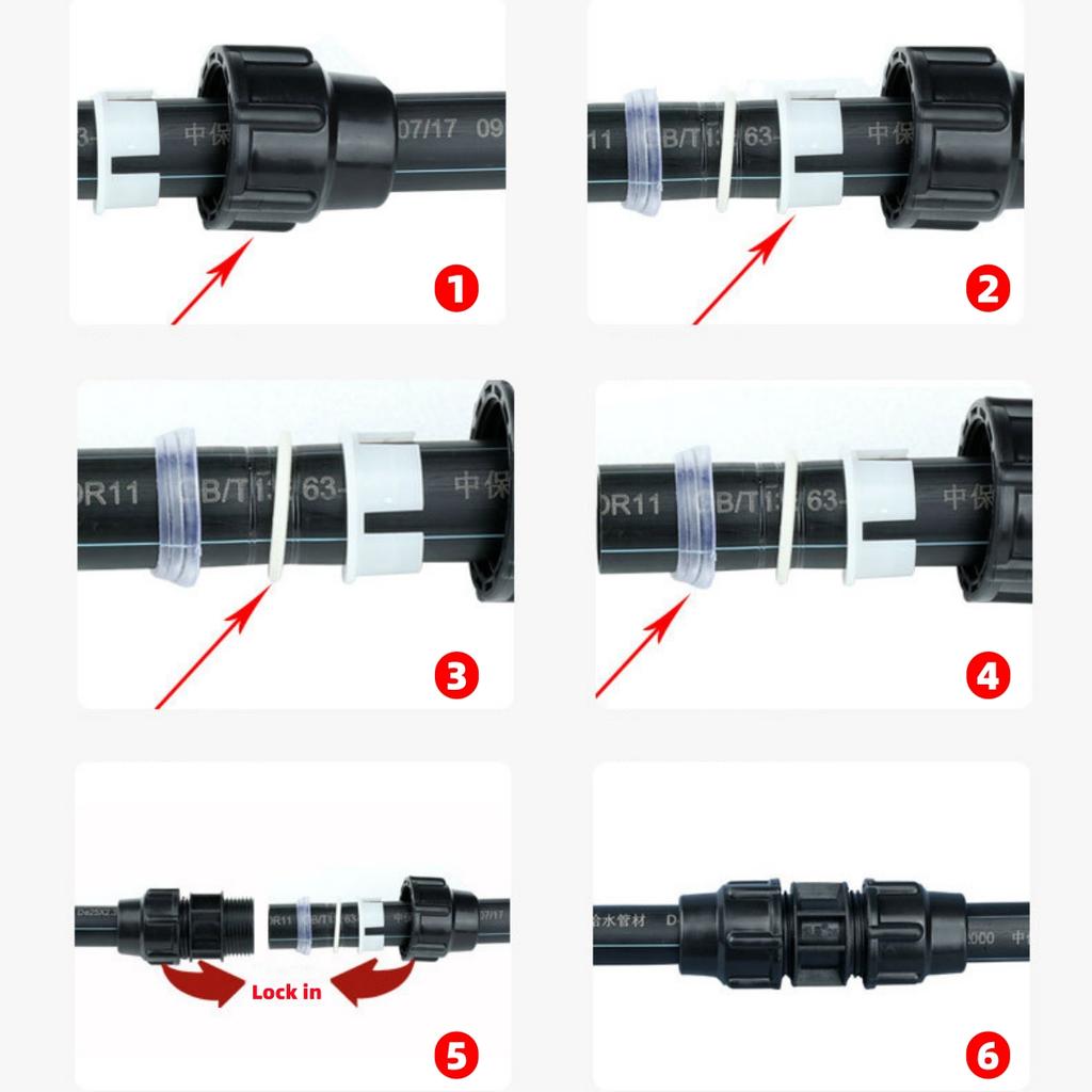 1Pc PVC PE Tube Tap Water Splitter 20/25/32/40/50mm Plastic Quick Valve Joint Agriculture Irrigation Water Pipe Fittings Black