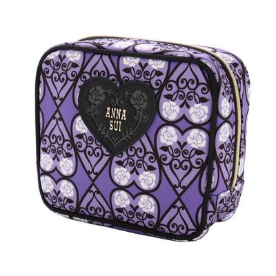ANNA SUI Square Pouch (Purple  Approx. 11cm X 13cm X 5cm) Heart Print Women's Accessory Case 000151-0004-01