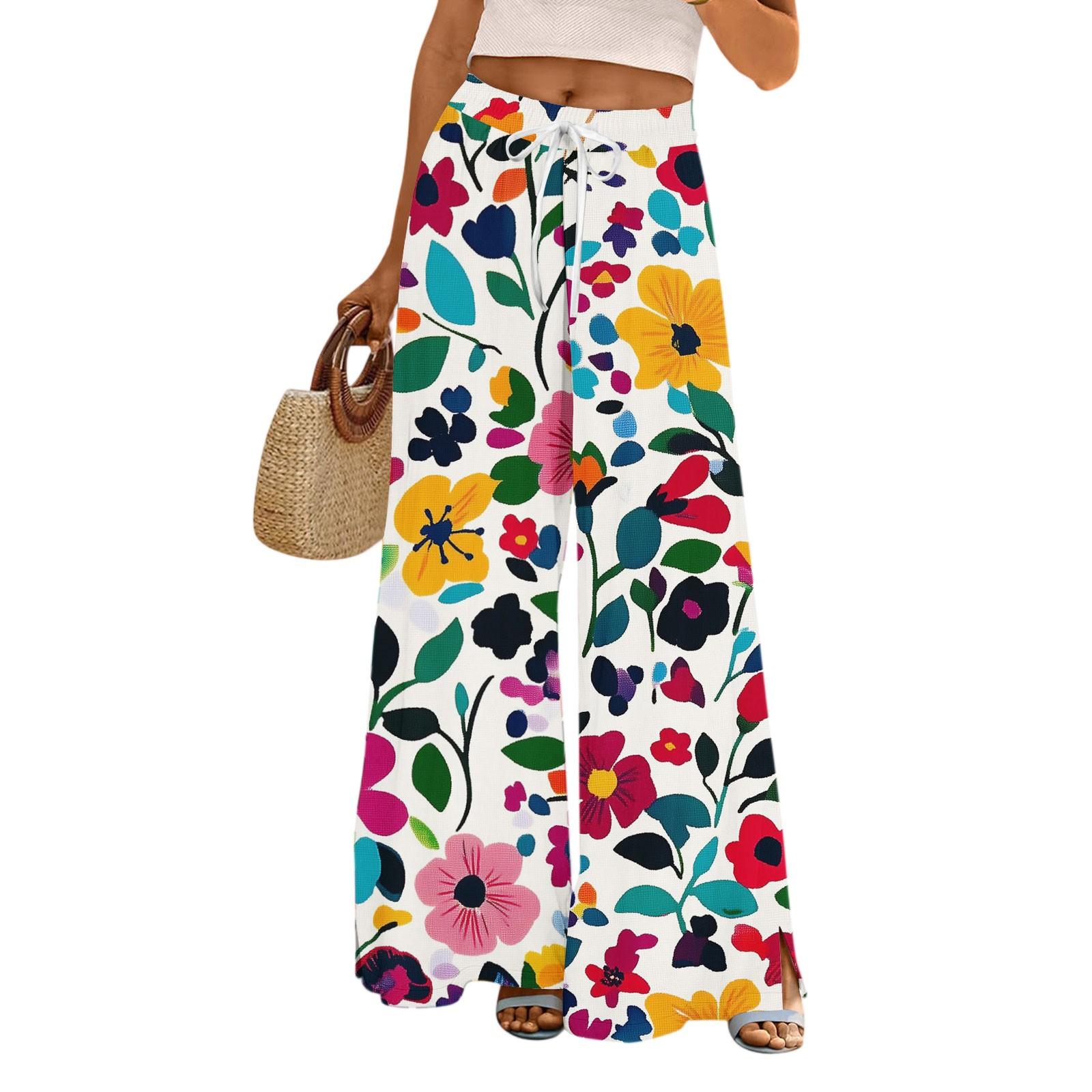 

Женские брюки с принтом и широкими штанинами, с карманами, с высокой талией, на кулиске, свободные, повседневные S