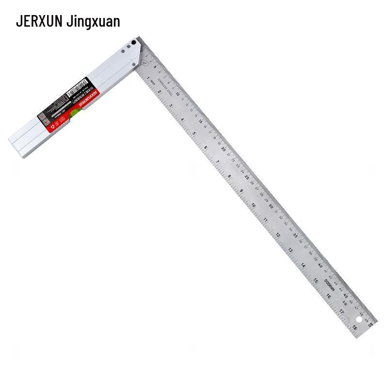 JERXUN Stainless Steel Right Angle Ruler with Bubble Level