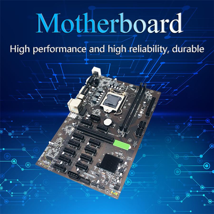 B250 BTC Mining Motherboard 12X PCIE Graphics Card Motherboard DDR4 DIMM SATA3.0 Supports VGA