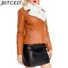 BITCED Autumn/Winter Faux Fur-Lined Leather Jacket for Women with Fleece Lining, Long Sleeves, Warm Coat, Casual Style