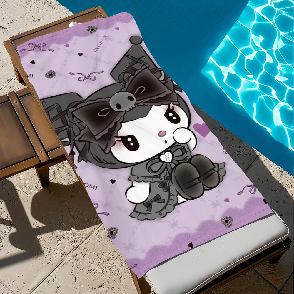 

CUTE K-kuromi-i Towel Beach Quick Dry Soft Pool Towels Gift for Travel Gym Shower Camping sports W30*H60(CM)