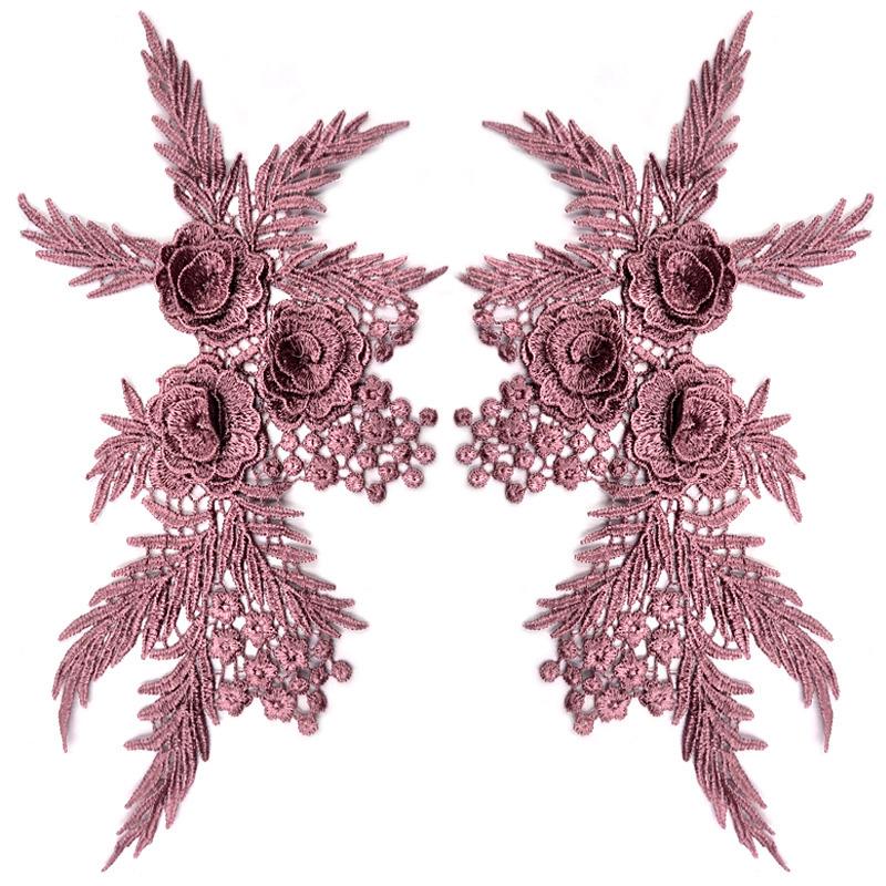 1 Pair Embroidery Flower 29X17cm Hollow DIY Clothing Accessories For Clothes Bag Fabric Applique Lace Applique Sew On