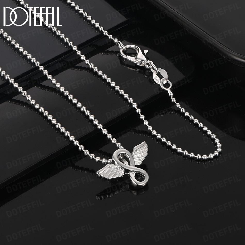 925 Sterling Silver Wing Pendant Necklace Fashion Jewelry