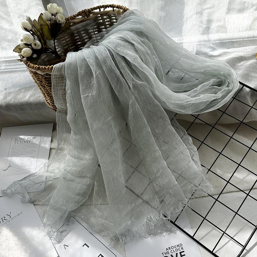 Women Light And Breathable Scarf Pure Linen Solid Scarf Neckwear Unisex Children Spring Autumn Winter Female Foulard Wrap